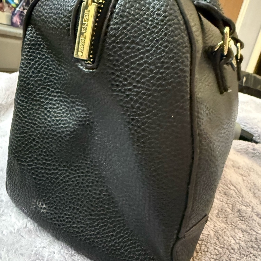 Anne Klein Lion Logo Pebbled Faux Leather Satchel - Picture 3 of 7